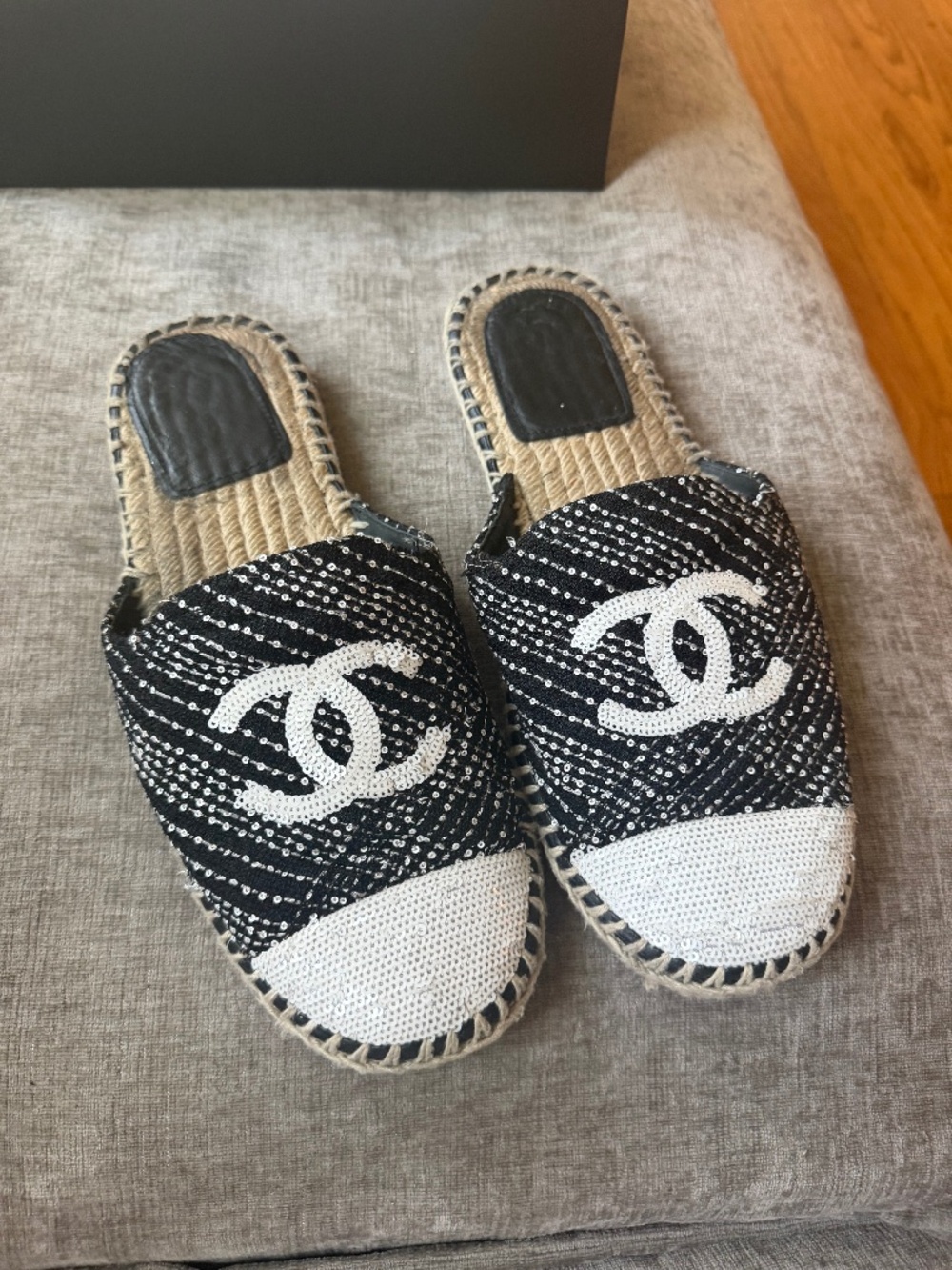 Chanel Mules glitter tweed sequin size 41